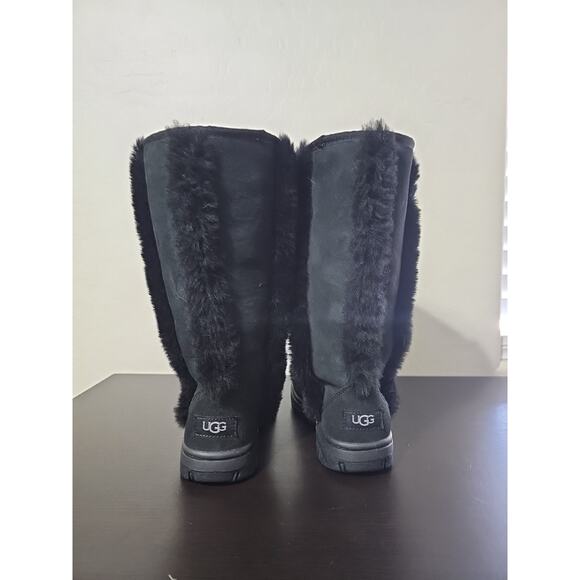 UGG Sunburst Tall Women's Black Suede Sheepskin Shearling Boots size US 5/EU 36 - Picture 4 of 5